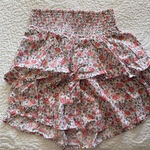 Hollister Pink Floral Ruffle Skort
